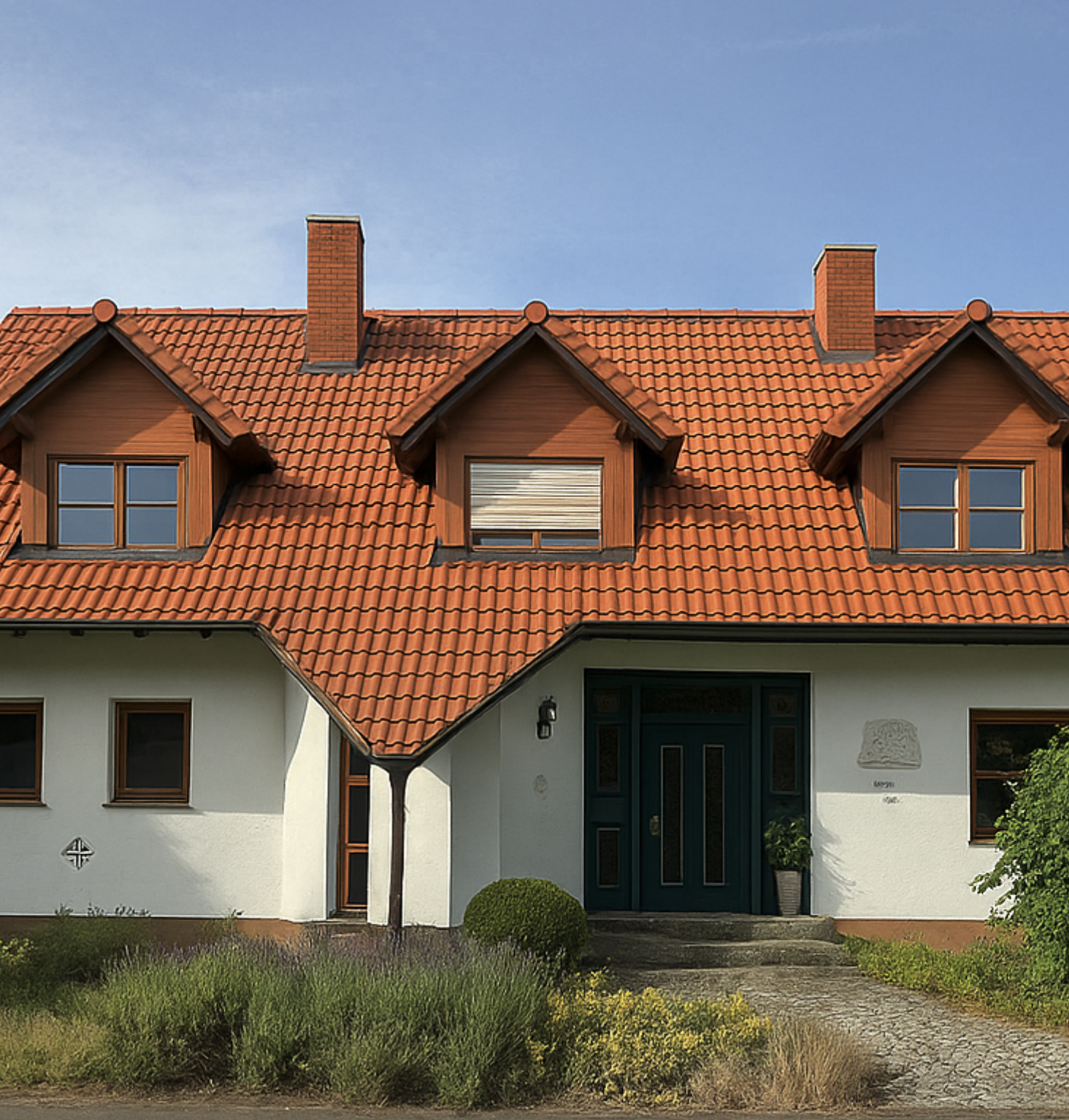 Hausdach nach der Reinigung